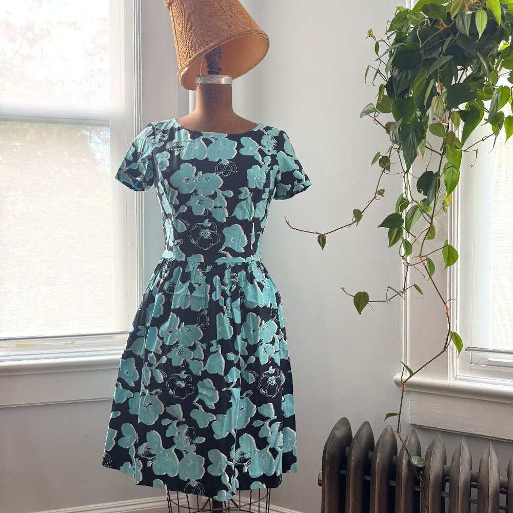 Oscar de la Renta black floral dress